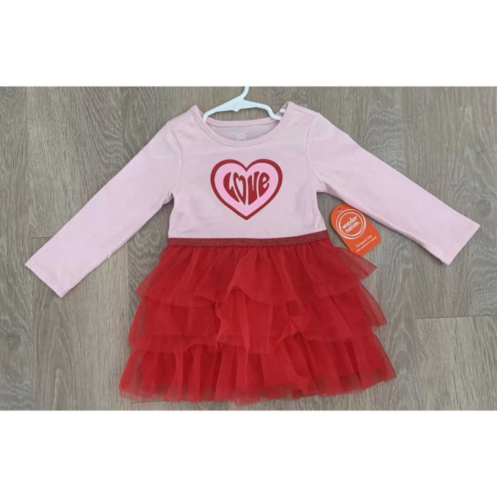 (NWT) Wonder Nation Girl’s Size 2T Red & Pink Layered Valentines Day Dress
